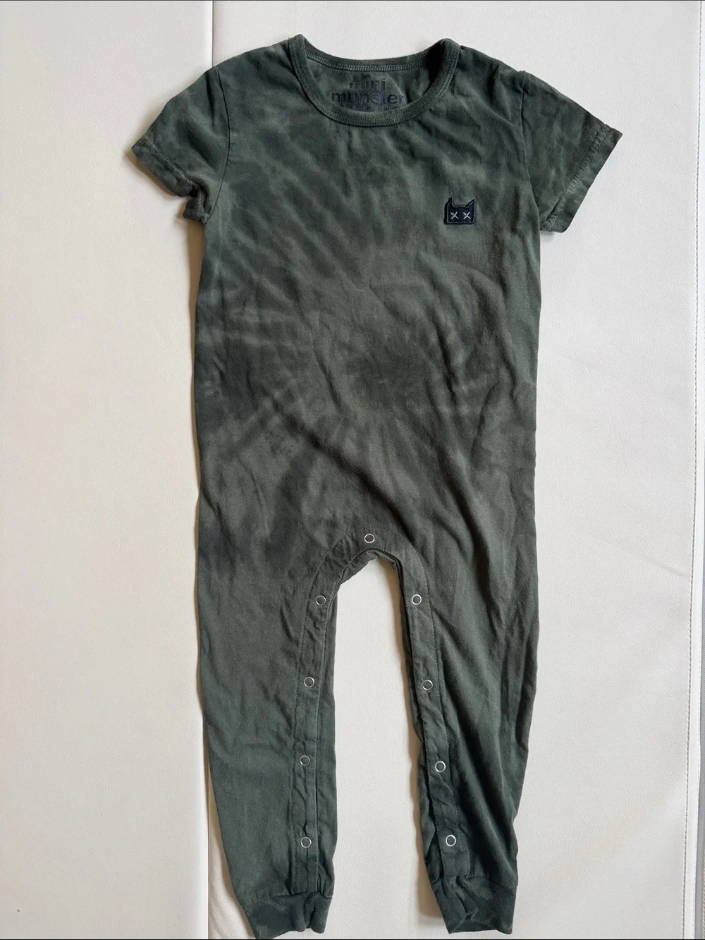 Mini Munster Toddler Kids Olive Green One-Piece Romper